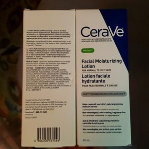 2 bottles of Cerave Moisturizing Lotion PM.  NEW!